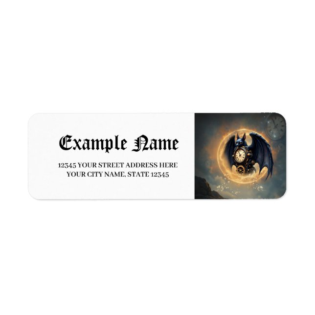 Moonlit Timekeeper – Steampunk Bat Label (Front)