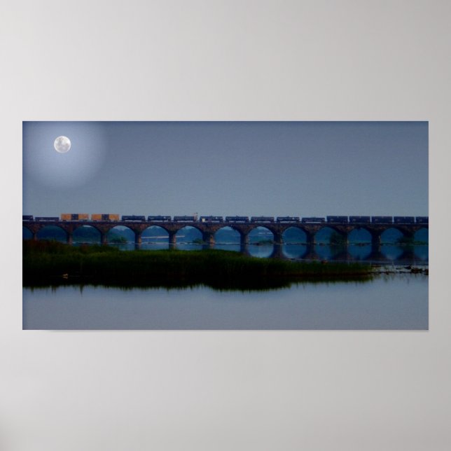 Moonlit Train - Rockville Bridge, PA Poster (Front)