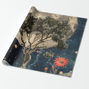 Moonlit Tree & Blossoms Wrapping Paper