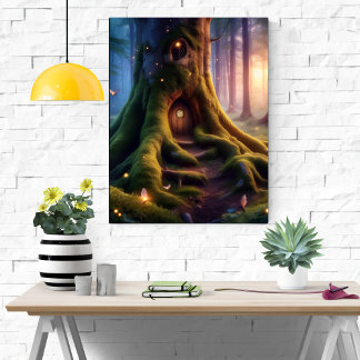 Moonlit Tree Grove Faux Canvas Print