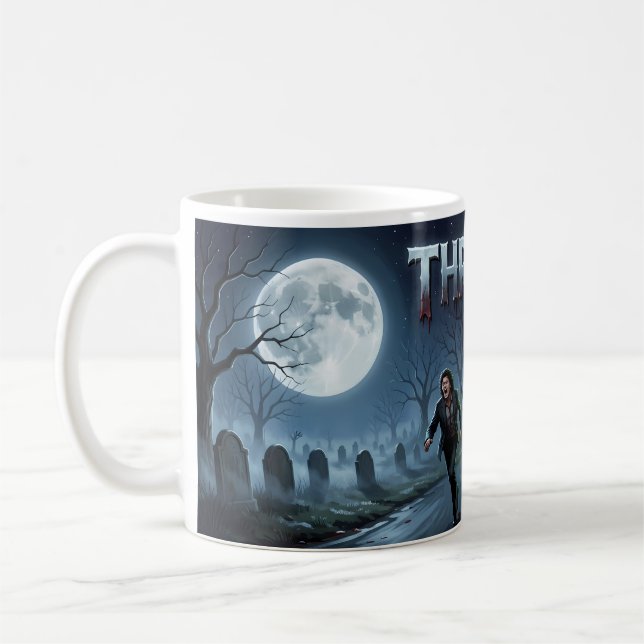 Moonlit Undead Graveyard Chase Horror Mug (Left)