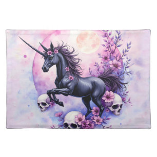 Moonlit Unicorn Among Forgotten Roses, Cloth Placemat