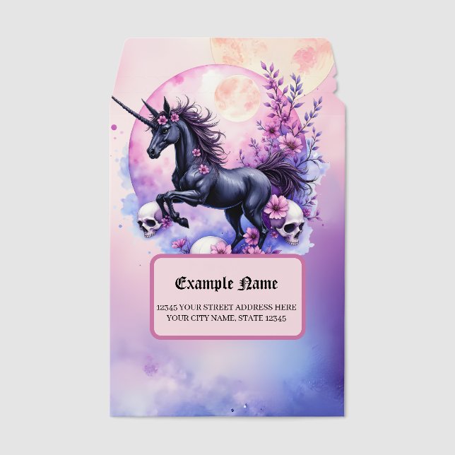 Moonlit Unicorn Among Forgotten Roses Envelope Mailers (Front)