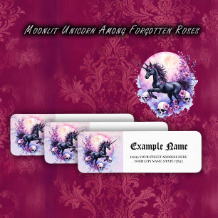 Moonlit Unicorn Among Forgotten Roses Label