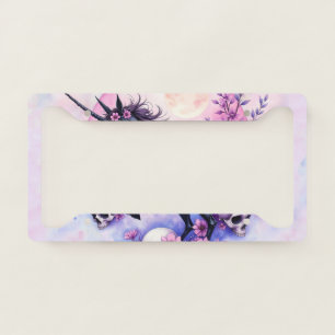 Moonlit Unicorn Among Forgotten Roses, License Plate Frame