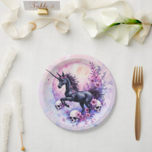 Moonlit Unicorn Among Forgotten Roses, Paper Plates