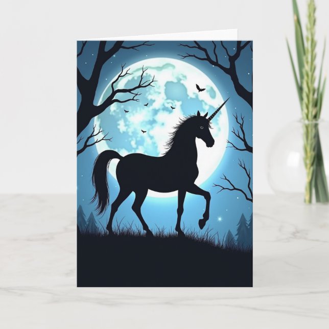 Moonlit Unicorn Birthday Card (Front)