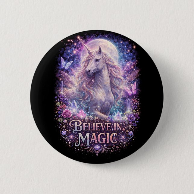Moonlit Unicorn Dreams Button (Front)