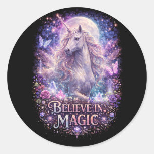 Moonlit Unicorn Dreams Classic Round Sticker