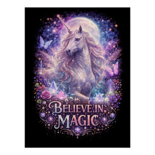 Moonlit Unicorn Dreams Poster