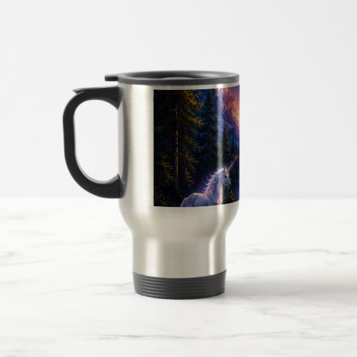 Moonlit Unicorn Fantasy Landscape  Travel Mug