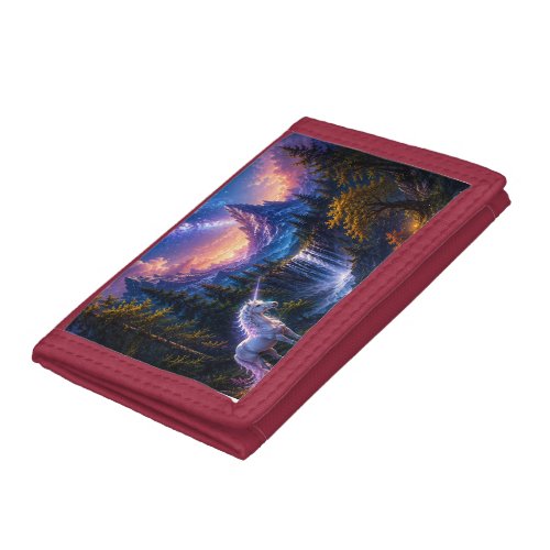 Moonlit Unicorn Fantasy Landscape Trifold Wallet