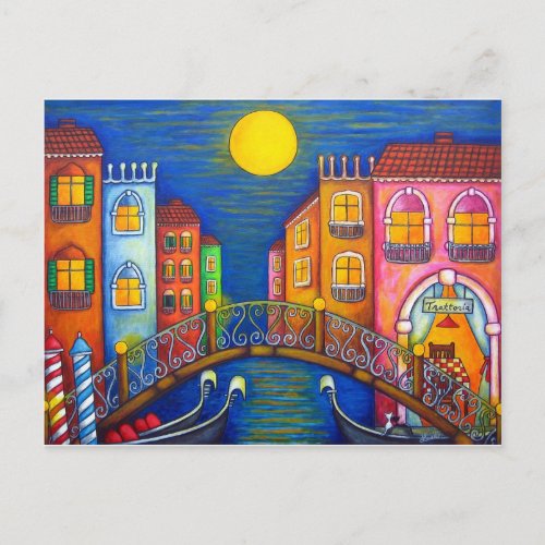Moonlit Venice Post Card By Lisa Lorenz