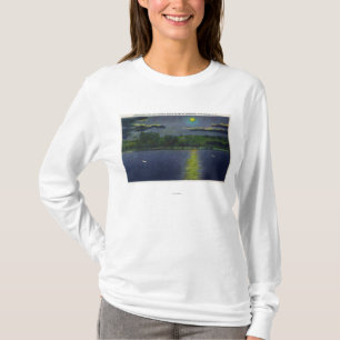 Moonlit View of Historic Squaw Island and Lake T-Shirt