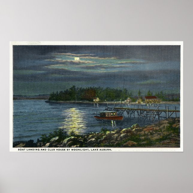 Moonlit View of Lake, Boat Landing & the Poster (Front)