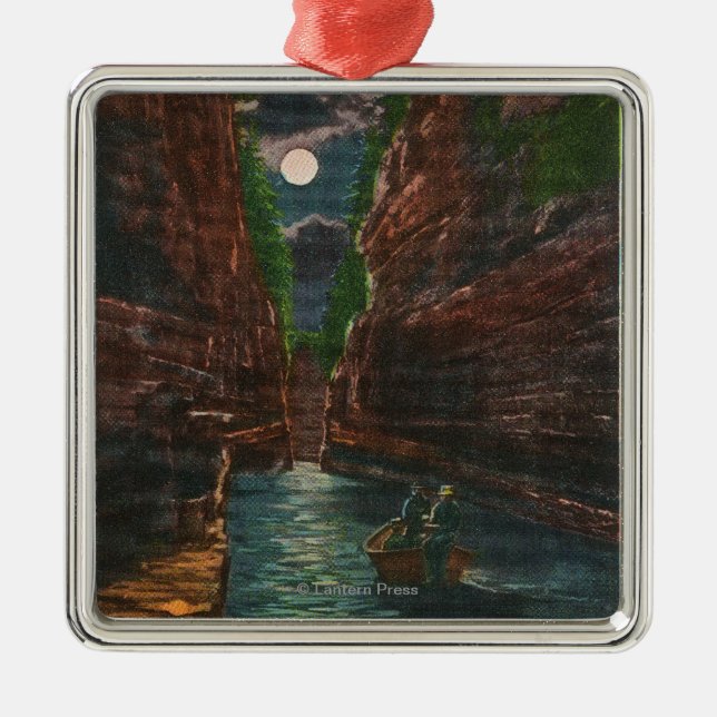 Moonlit View of the Flume Metal Ornament (Front)