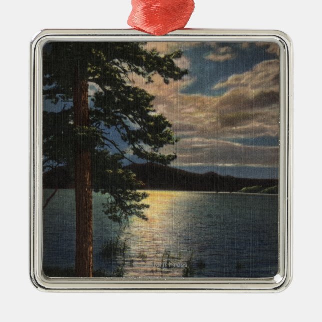 Moonlit View of the Lake Metal Ornament (Front)