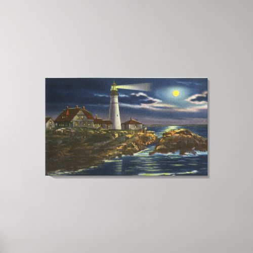 Moonlit View of the Portland Head Lighthouse Canvas Print