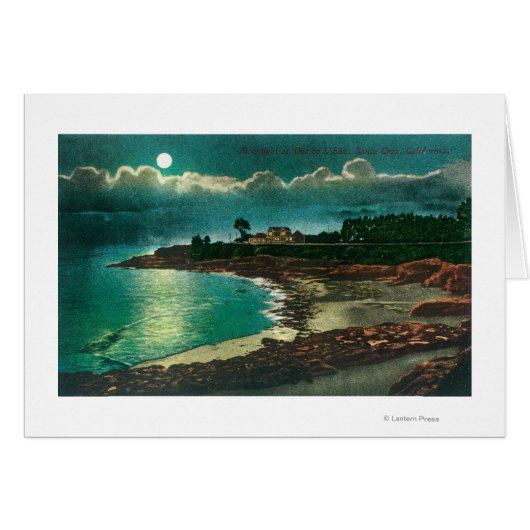 Moonlit view of the Vue de l'EauSanta Cruz, CA Cards (Front Horizontal)