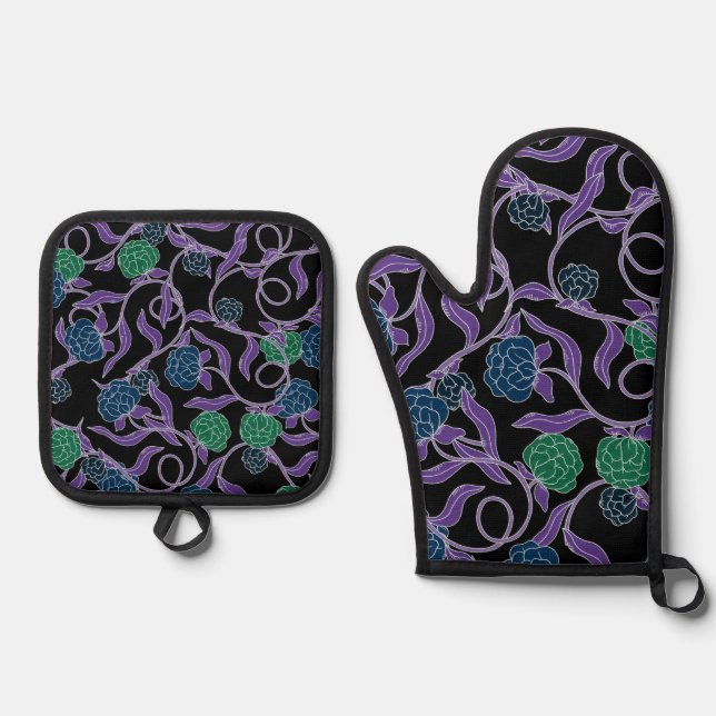 Moonlit Vine - Mysticool Collection Oven Mitt & Pot Holder Set (Front)