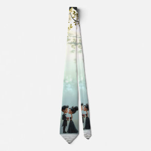 Moonlit Vows – A Cute Gothic Wedding Moment. Neck Tie
