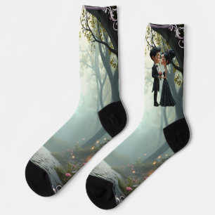 Moonlit Vows – A Cute Gothic Wedding Moment. Socks