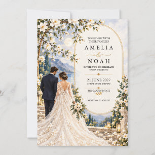 Moonlit Vows Magnolia Wedding Invitation