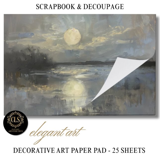 Moonlit Watercolor Landscape 25 Sheet Paper Pad (Paper Pad - Decoupage - Moonlit Landscape)