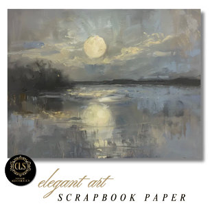 Moonlit Watercolor Landscape Scrapbook Paper