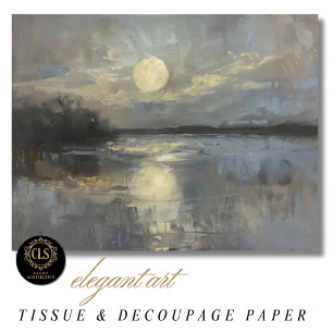 Moonlit Watercolor Landscape  Tissue Paper