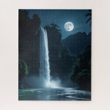 Moonlit Waterfall – Cinematic Night Landscape