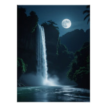 Moonlit Waterfall – Cinematic Night Landscape