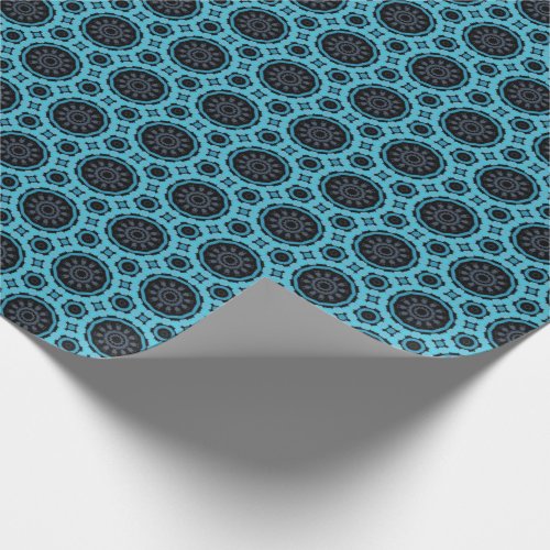 Moonlit Waters Cyan Circles Wrapping Paper