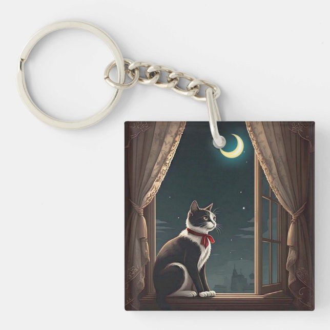 " MOONLIT WHISKERS " KEYCHAIN (Front)