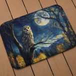 Moonlit Whispers - Van Gogh's Owl in Fall Forest - Bath Mat<br><div class="desc">Immerse yourself in the enchanting beauty of nature with this stunning illustration. A picturesque owl perches gracefully on a large tree branch, surrounded by a mesmerizing fall forest under the gentle glow of a full moon. With golden foliage adorning the distant trees and majestic mountains in the skyline, this fine...</div>