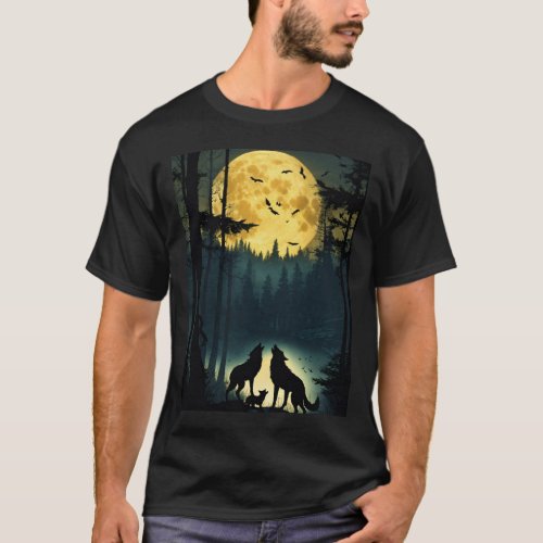 Moonlit Wilderness Exclusive Wolf Family T_shirt