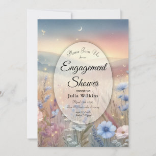 Moonlit Wildflower Whispers Engagement Shower Invitation