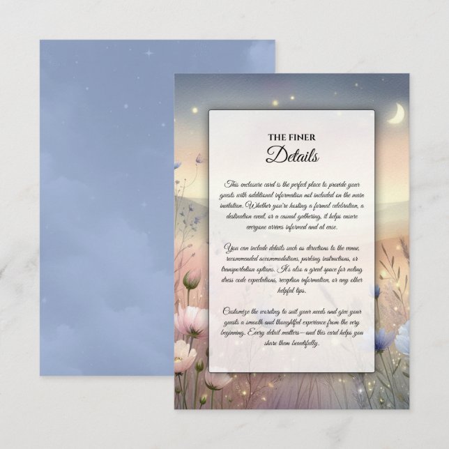 Moonlit Wildflower Whispers Wedding Enclosure Card (Front/Back)