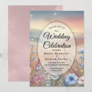 Moonlit Wildflower Whispers Wedding Invitation