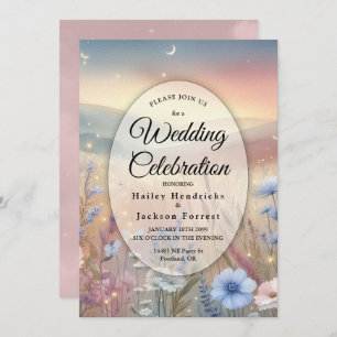 Moonlit Wildflower Whispers Wedding Invitation