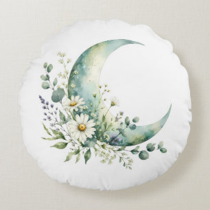 Moonlit Wildflowers Round Pillow