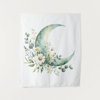 Moonlit Wildflowers Tapestry | Boho Botanical Wall