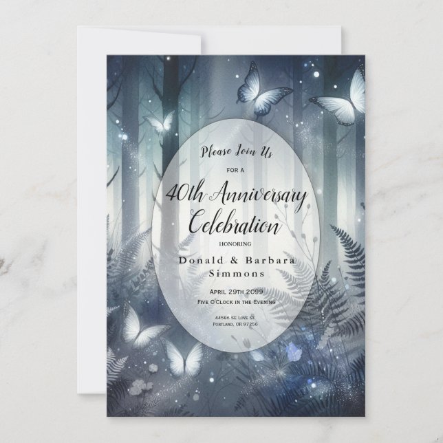 Moonlit Wings and Midnight Magic Anniversary Party Invitation (Front)