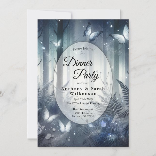  Moonlit Wings and Midnight Magic Dinner Party Invitation (Front)