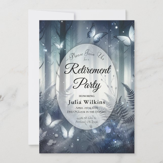 Moonlit Wings and Midnight Magic Retirement Party  Invitation (Front)