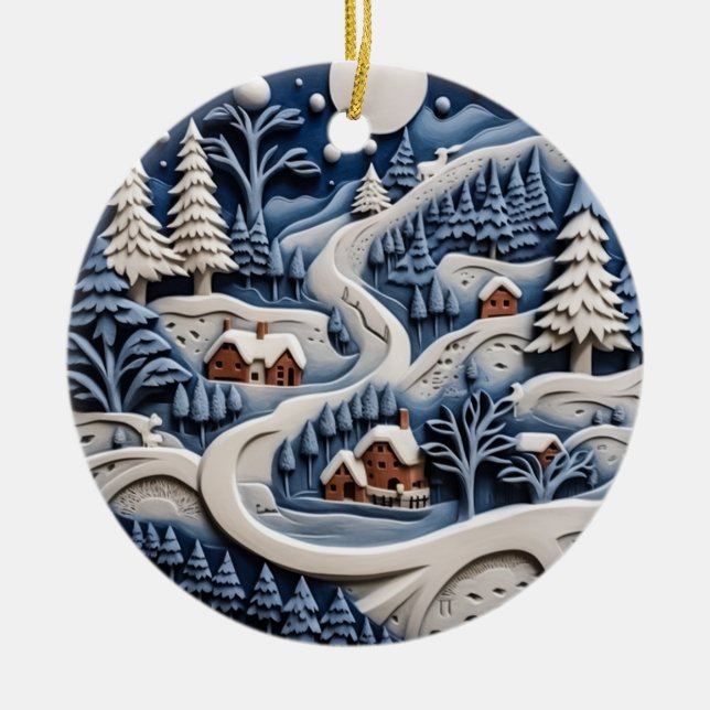Moonlit Winter Path Ornament (Front)