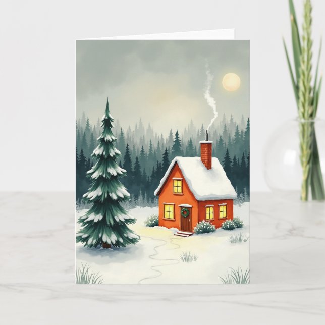 Moonlit Winter Scene Card (Front)