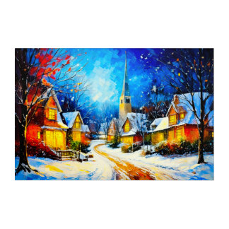 Moonlit Winter Village Reverie Acrylic Print