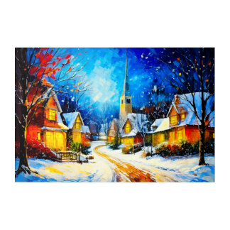 Moonlit Winter Village Reverie Acrylic Print