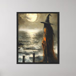 Moonlit Witch by the Sea Canvas Print